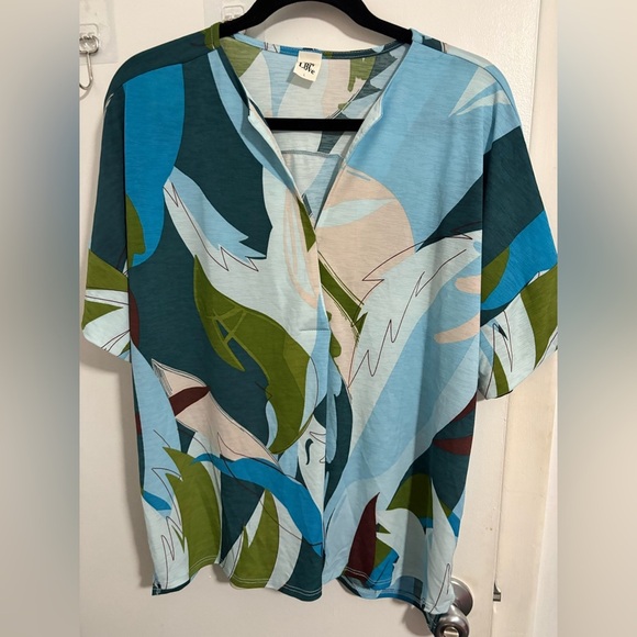 Sew In Love Women's Tropical Print Top - Blue and Green - Picture 5 of 5